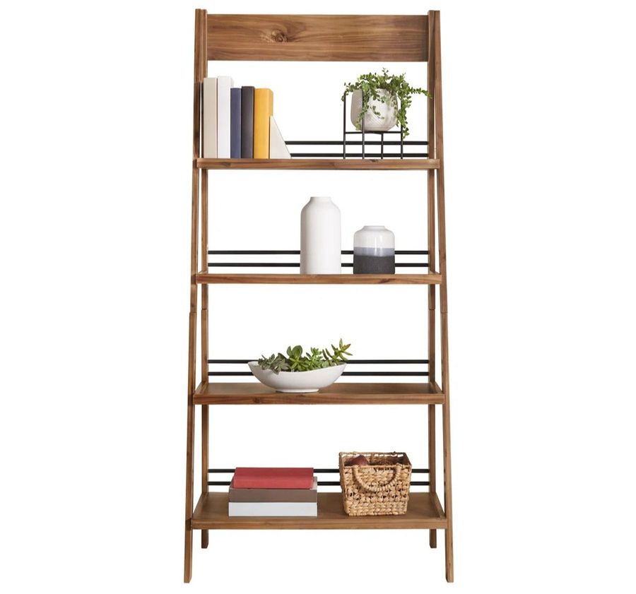 Wayfair Lavish Home 4-Tier Wood Ladder Bookshelf, Walnut