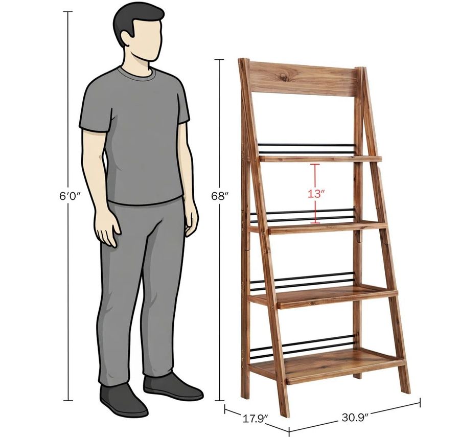 Wayfair Lavish Home 4-Tier Wood Ladder Bookshelf, Walnut