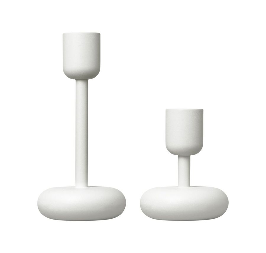 Iittala  Nappula Candleholder White Big And Small