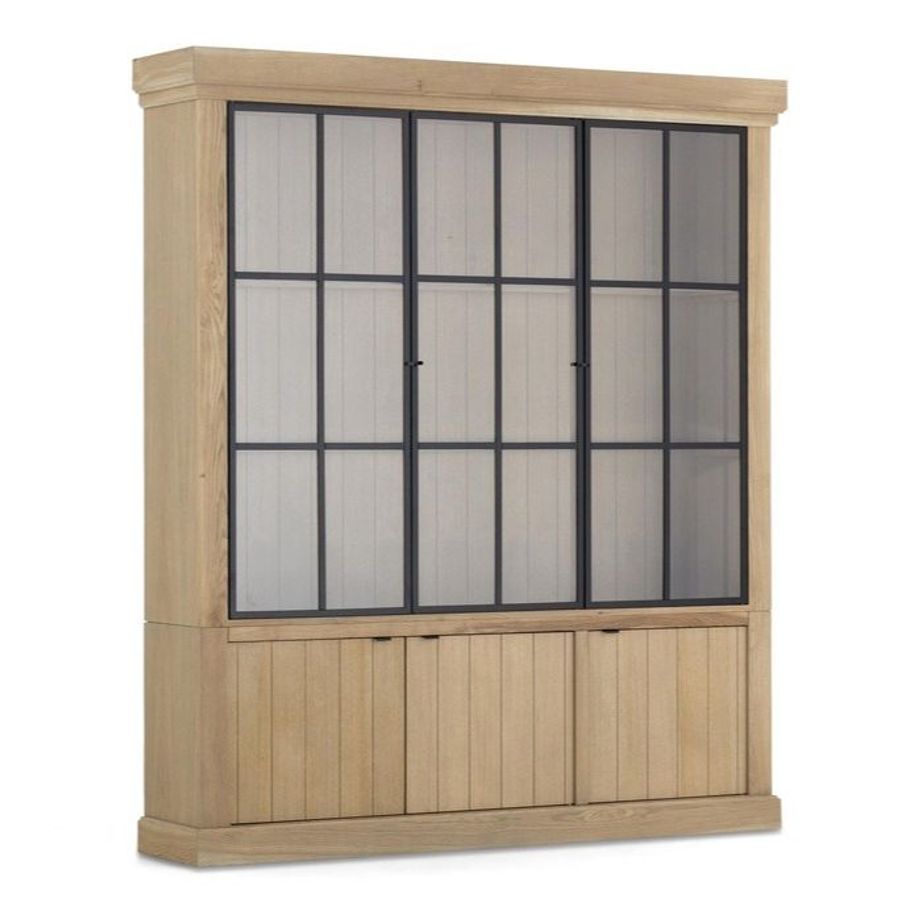 Flamant Iron Jason Cabinet - Weathered Oak & 3 Iron Doors