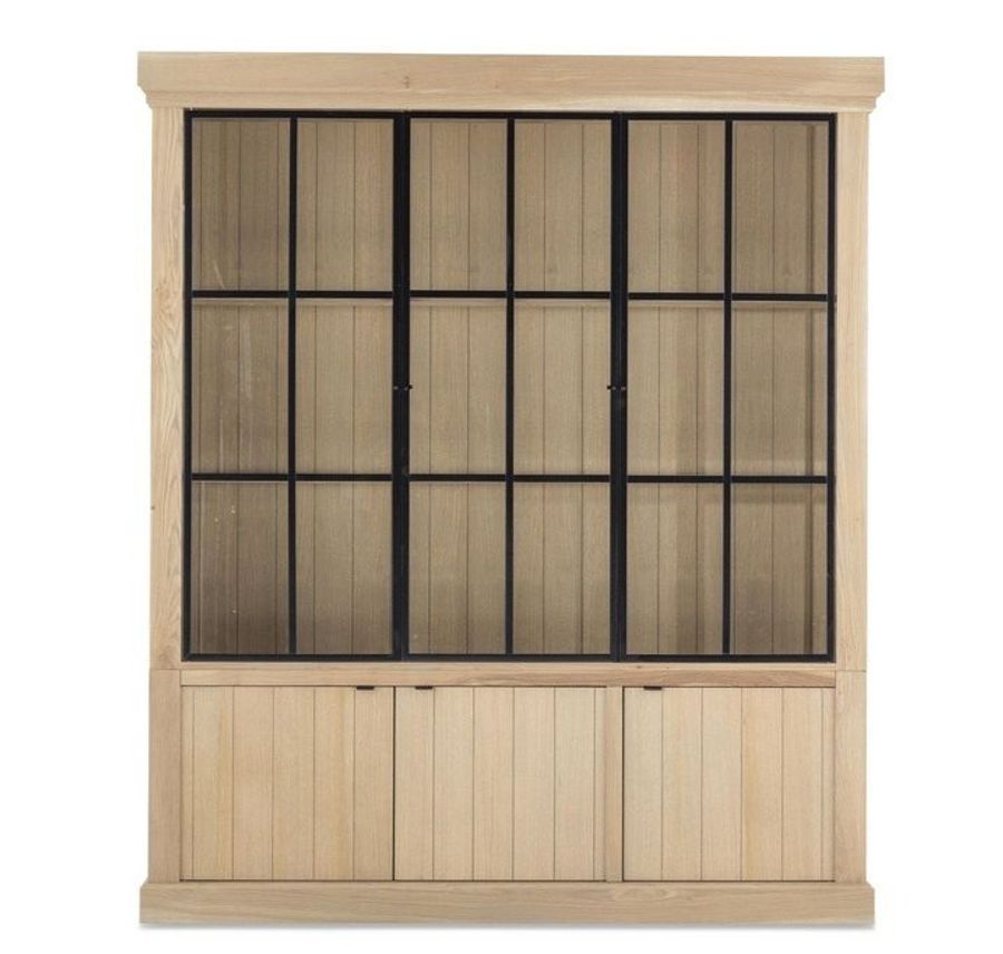 Flamant Iron Jason Cabinet - Weathered Oak & 3 Iron Doors