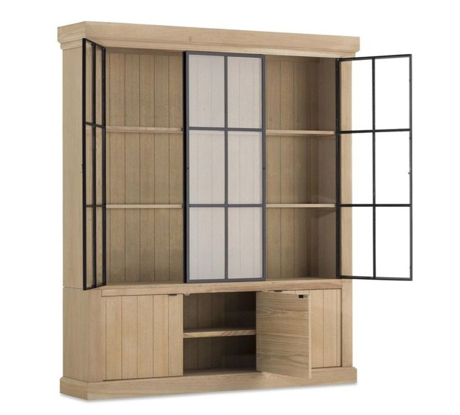 Flamant Iron Jason Cabinet - Weathered Oak & 3 Iron Doors