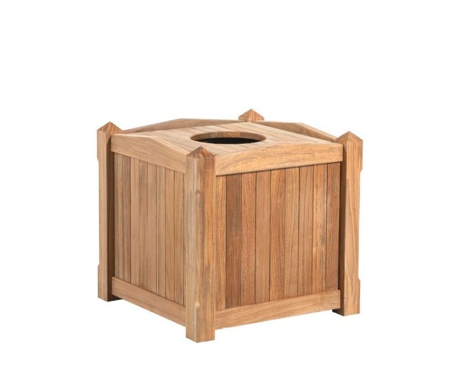 Country Casual Teak Pyramid 20 In. Square Receptacle W/ Trash Lid
