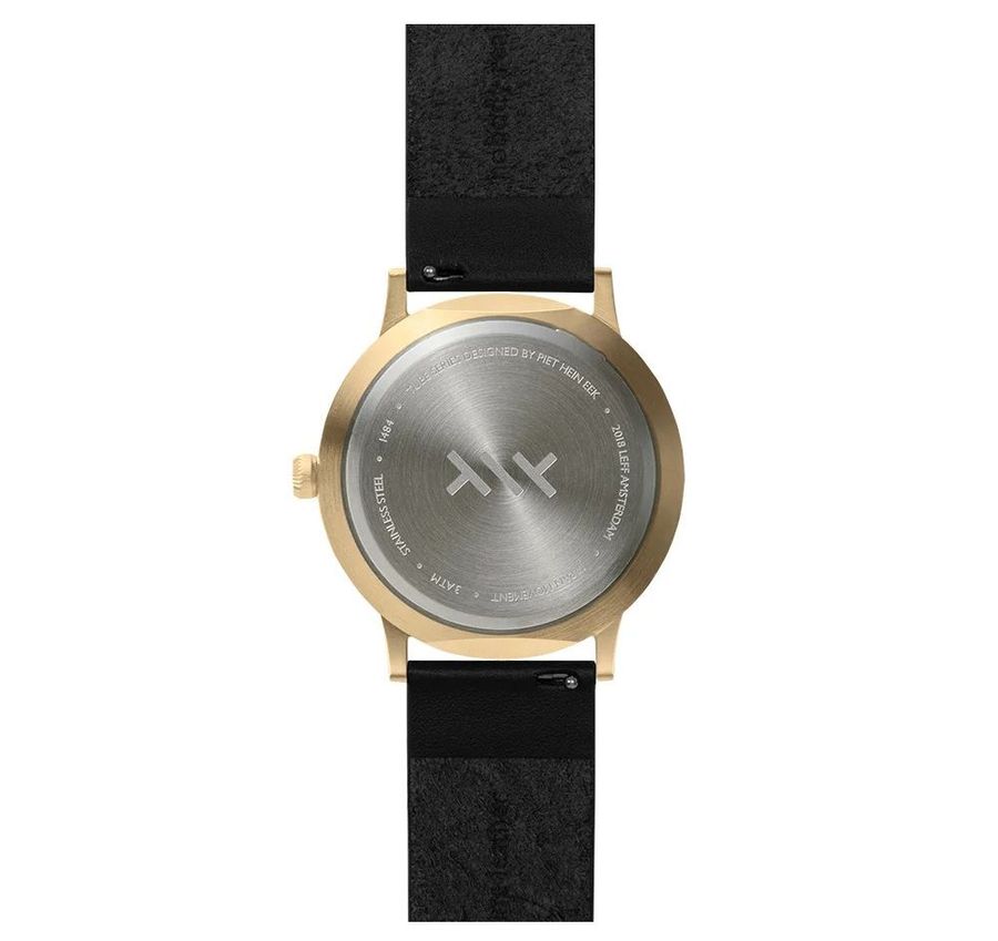 Leff Amsterdam Tube Watch T40 Brass/Black Case Black Leather Strap