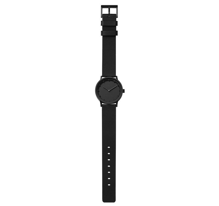 Leff Amsterdam Tube Watch T32 Black / Black Leather Strap
