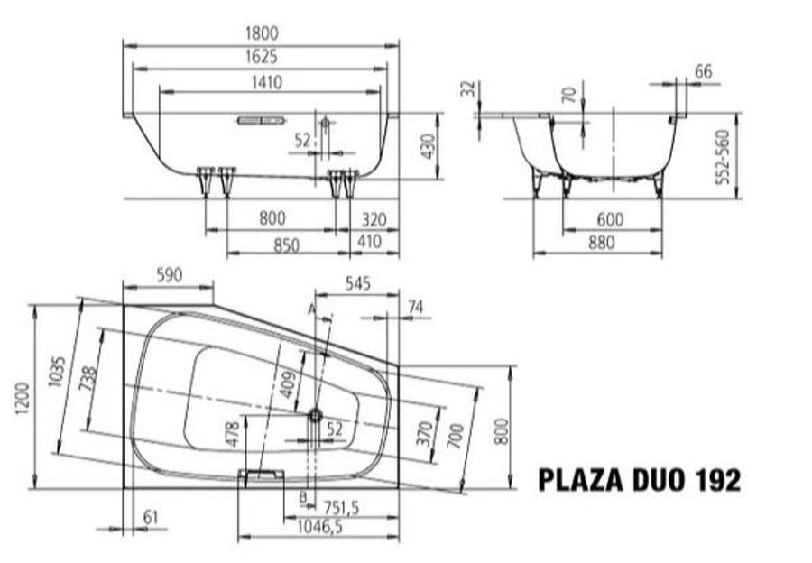 Kaldewei Plaza Duo Left Bathtubs