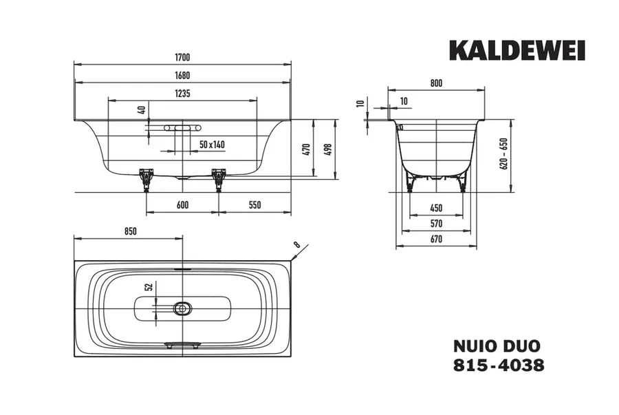 Kaldewei Nuio Duo Mod.815-4038 Bathtubs