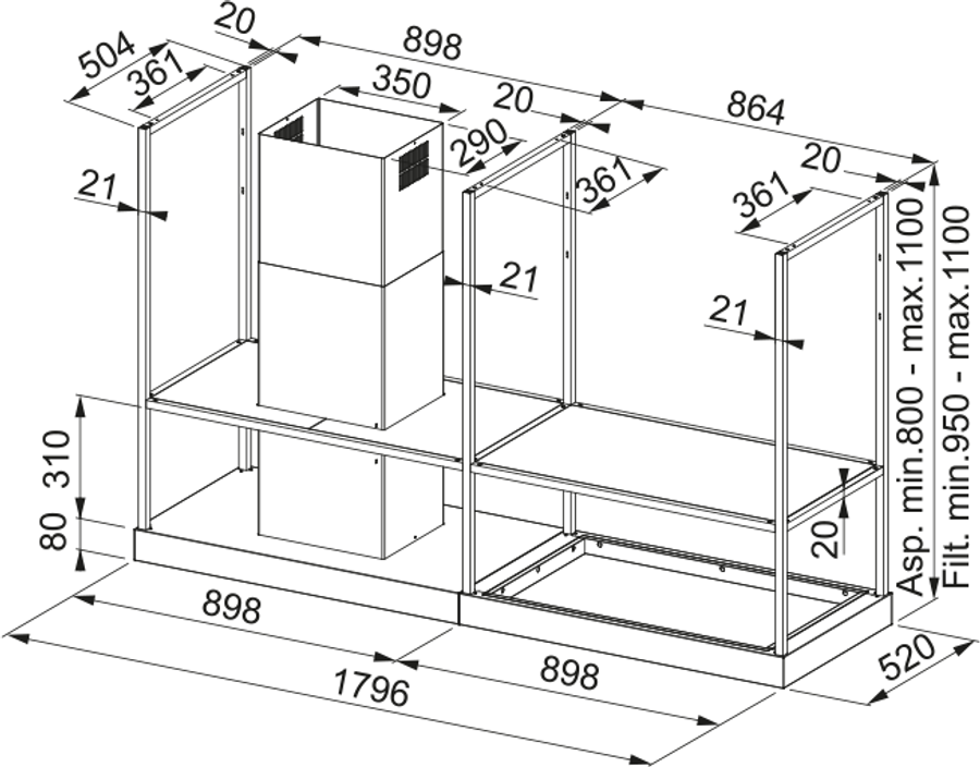 Franke Mythos T-shelf Fmy Bk Matt F180 Hood