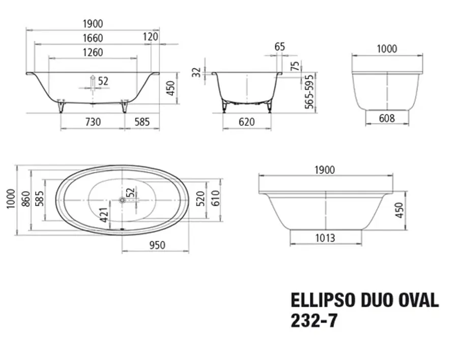 Kaldewei Ellipso Duo Oval Freestanding Mod.232-7 Bathtubs