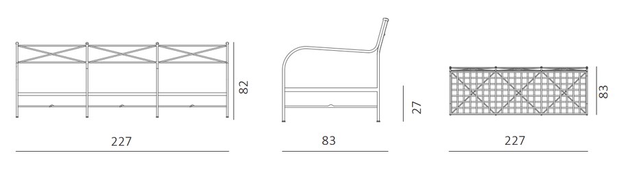 Unopiu Igea Three-seater Iron Sofa With Cushions