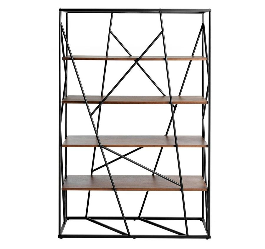 Angel Cerda Black Steel And Walnut Wood Shelf