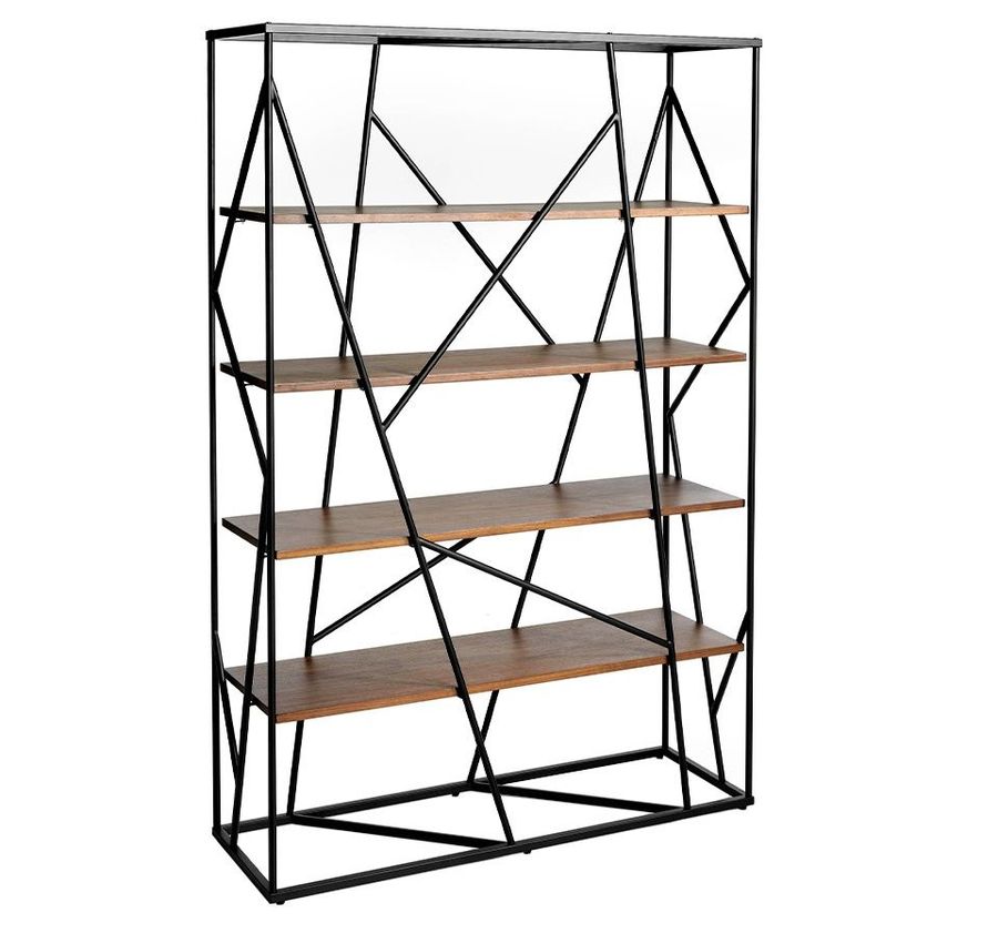Angel Cerda Black Steel And Walnut Wood Shelf