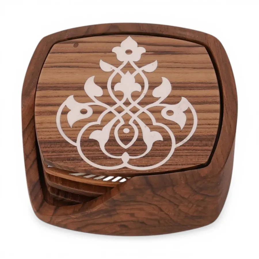 Alankaram Kizak - Teak Square Shaped Tea Coaster