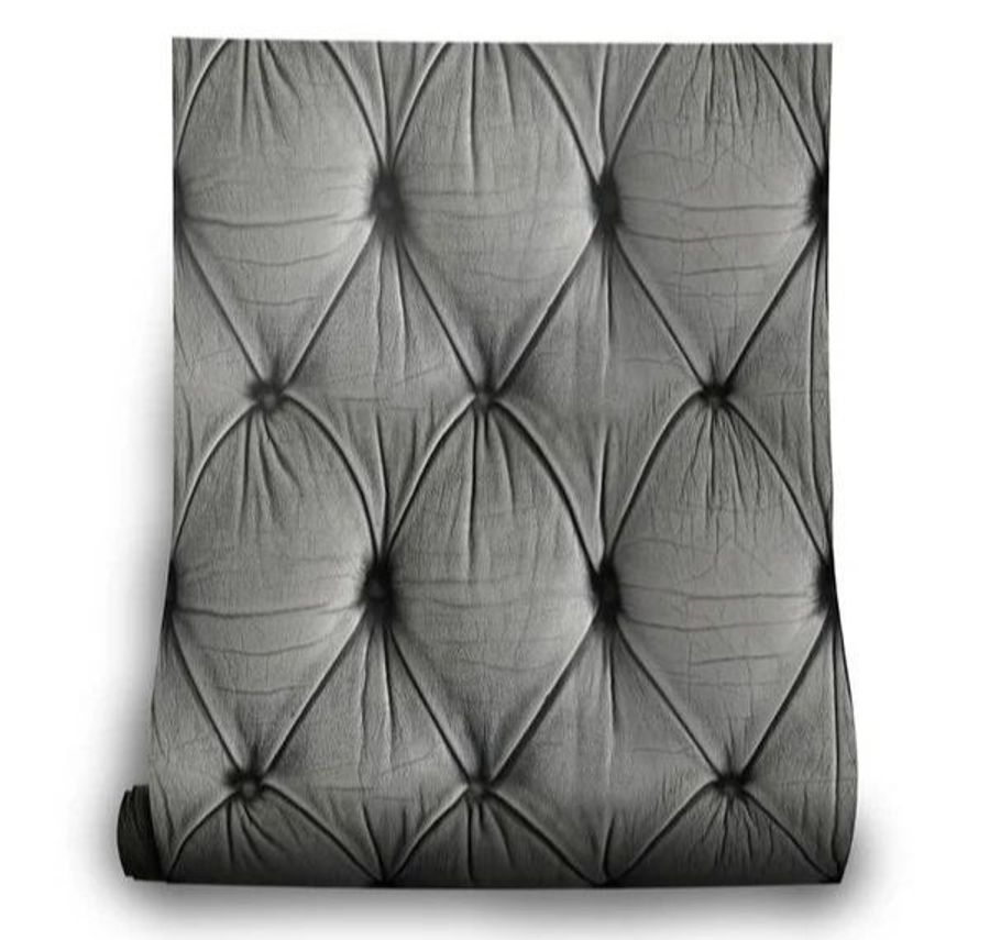 Mineheart Grey Chesterfield Button Back Wallpaper