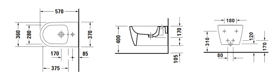 Duravit Me By Starck Wall-mounted Bidet