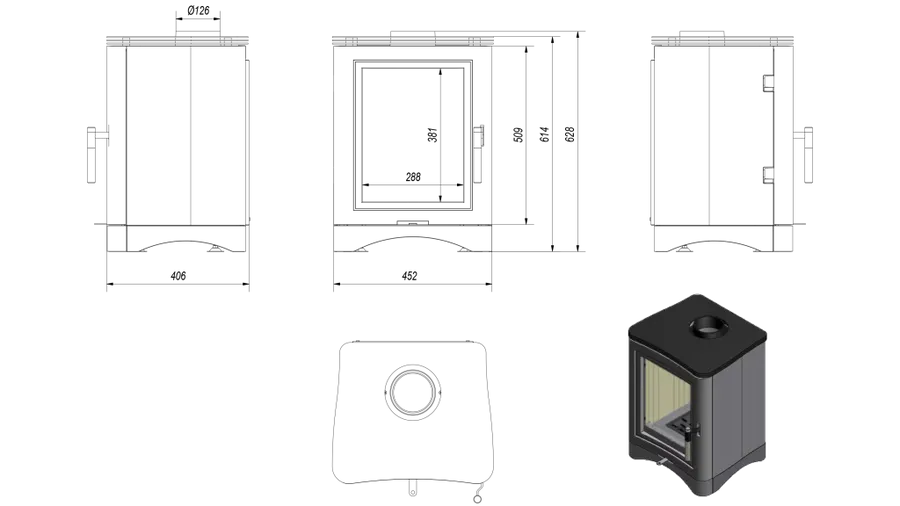 Kratki Wood Burning Cast Iron Stove Kratki K5 Ø 130 7 Kw