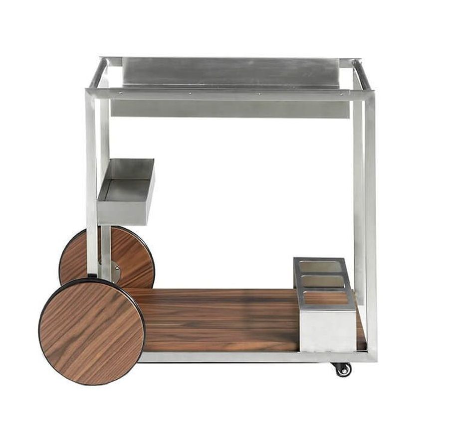 Angel Cerda Minibar Trolley In Polished Steel And Walnut Wood