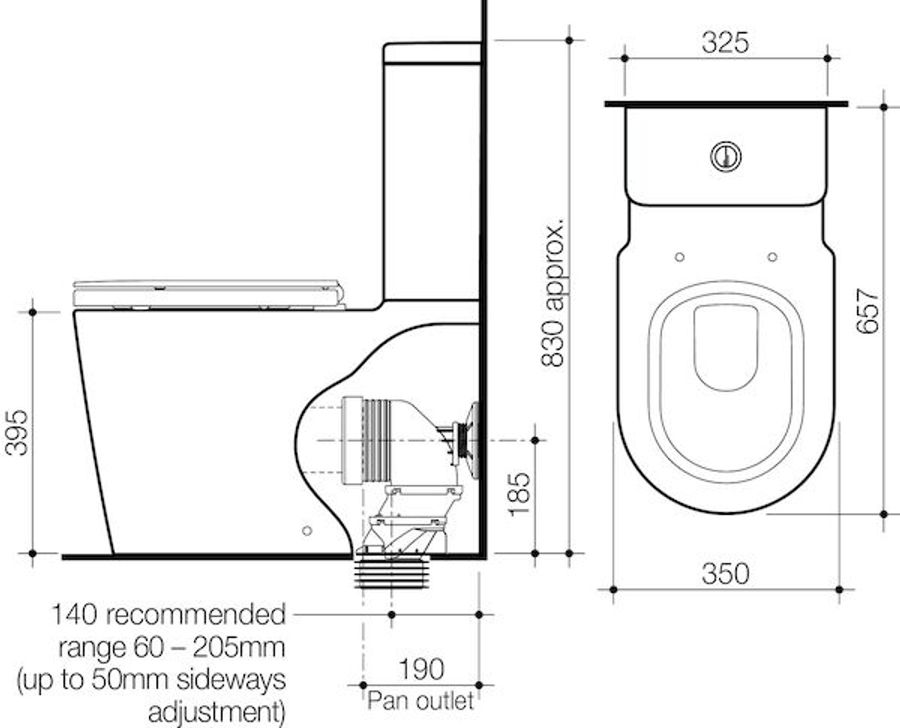 Caroma Liano Cleanflush® Wall Faced Close Coupled Back Entry Toilet Suite