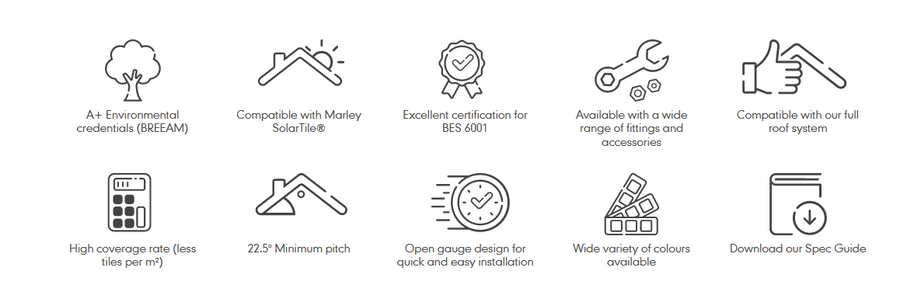 Marley Mendip & Mendip 12.5 Interlocking Concrete Roof Tile