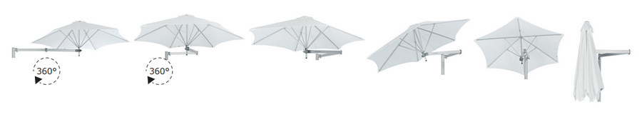 Umbrosa Paraflex Wall Mounted Umbrella Square 2.3 m
