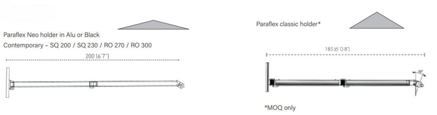 Umbrosa Paraflex Wall Mounted Umbrella Square 2.3 m