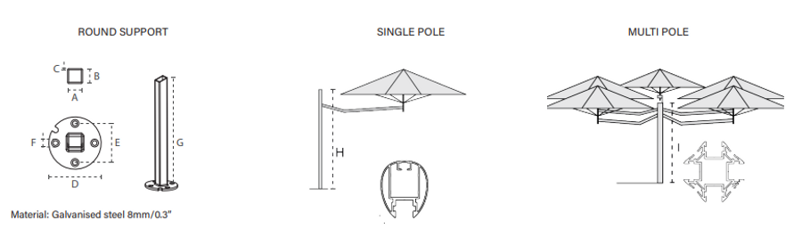 Umbrosa Paraflex Wall Mounted Umbrella Square 2.3 m