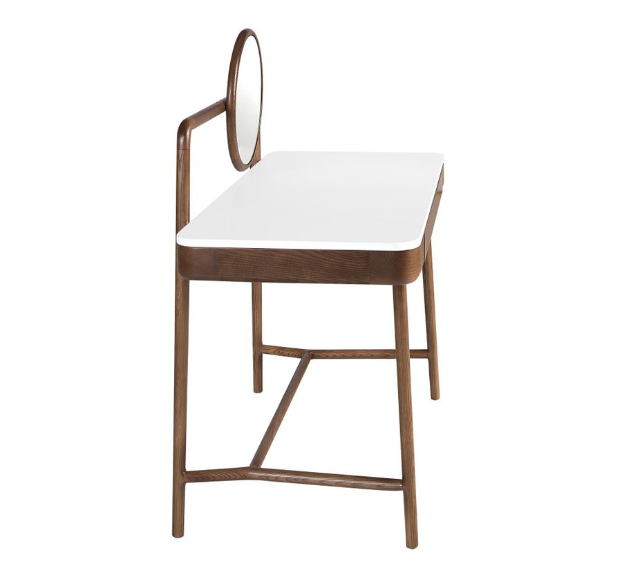 Angel Cerda Walnut Dressing Desk With White Wooden Top And Mirror
