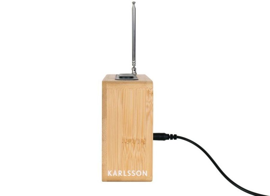 present time Alarm Clock Retro Radio Bamboo