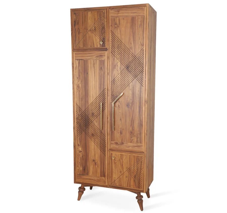 Alankaram Krizovy Teak Wardrobe - Brass Medium
