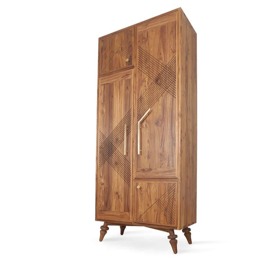 Alankaram Krizovy Teak Wardrobe - Brass Medium