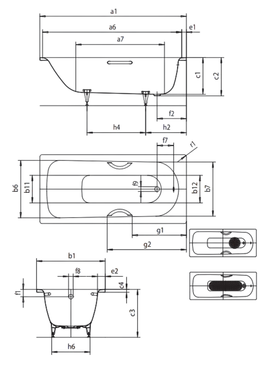 Kaldewei Saniform Plus Star Mod.330 (1400x700x400) Bathtubs