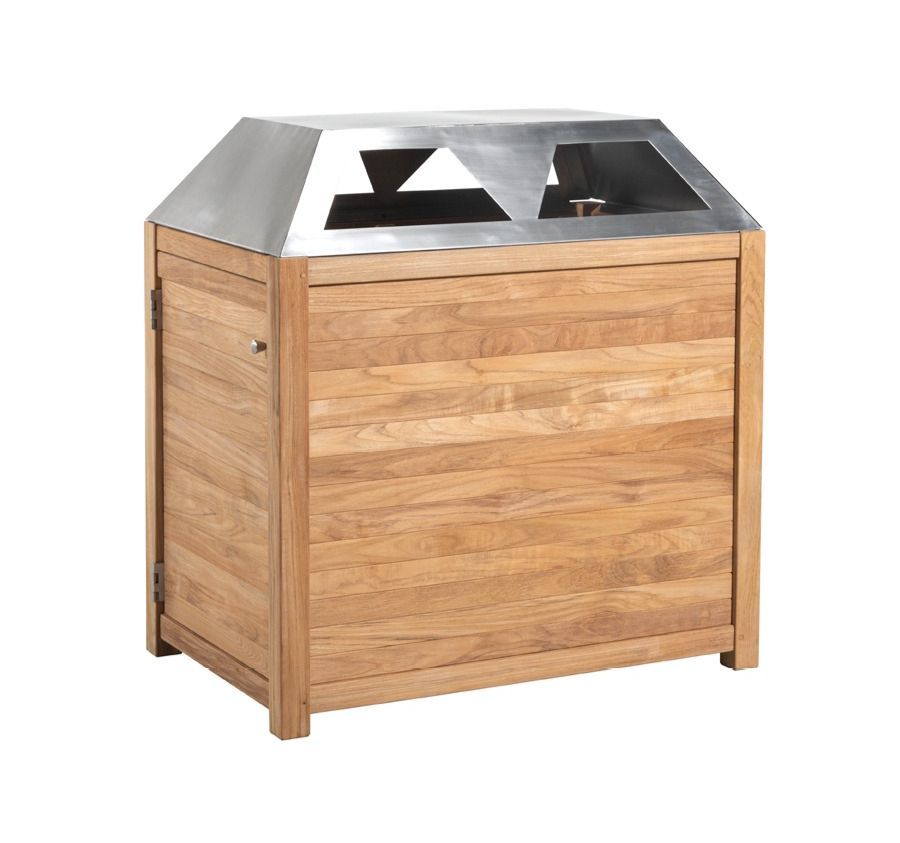 Country Casual Teak Urbana Double-stream Open Lid Receptacle