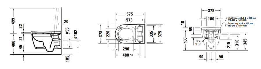 Duravit Sensowash Starck F Compact Shower Toilet, Pro