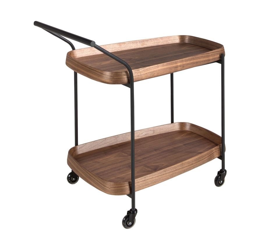 Angel Cerda Walnut Minibar Trolley With Black Steel