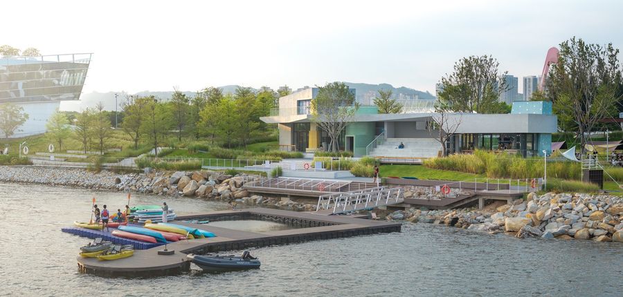 Nerve Lab. Experimental Sports Support Buildings On Double Happiness Island